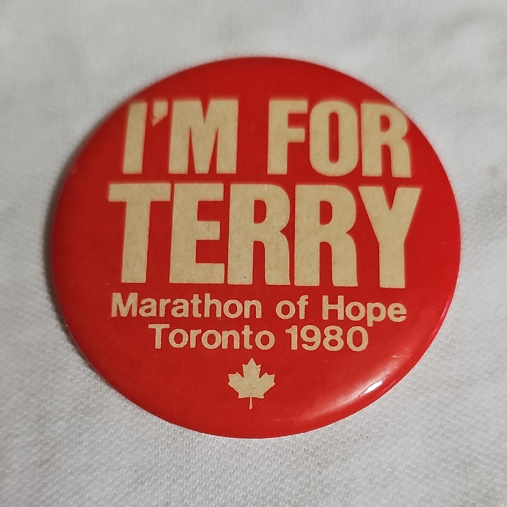 Terry Fox 1980 Commemorative Marathon Of Hope 2.5" Pinback Button Pin